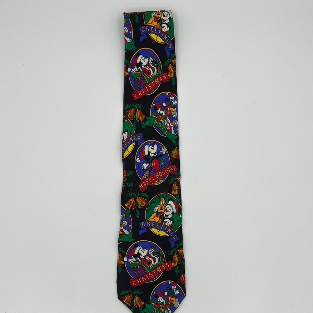 Vintage Disney Store Silk Tie Mickey Christmas